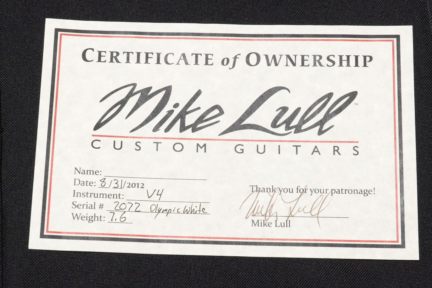 【used】Mike Lull / V4 OWT 2012 3.460kg #2072【GIB Yokohama】