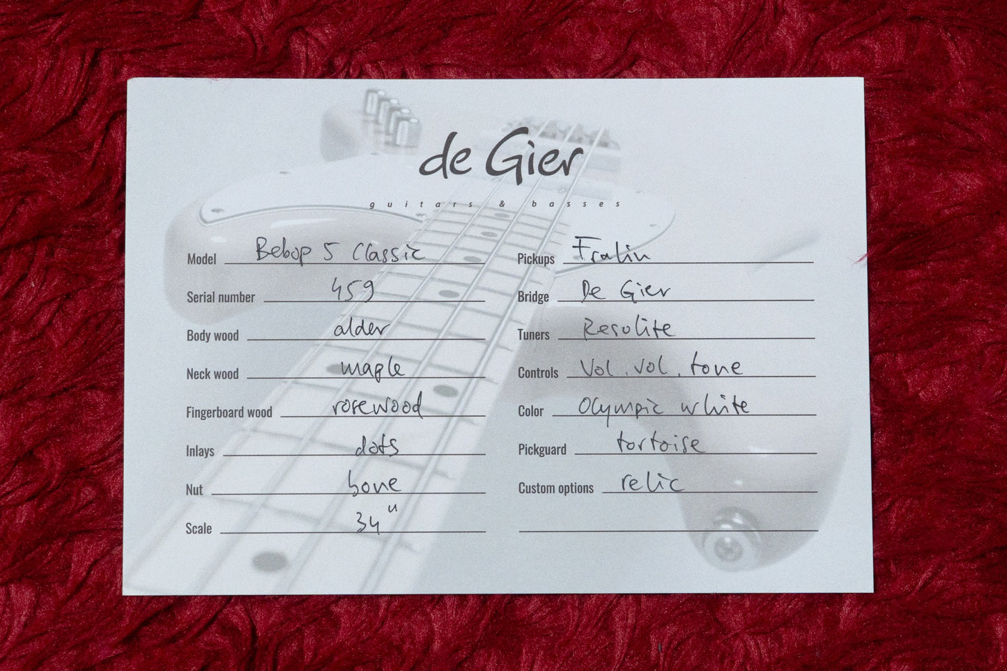 【new】De Gier / Bebop 5 Classic Olimpic White Aged 4.010kg #459【GIB Yokohama】