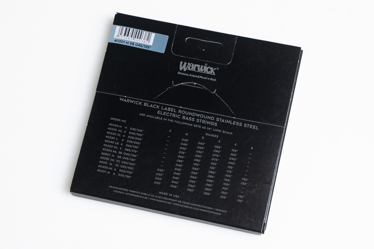 【new】Warwick / Black Label Bass String Set for 5st Stainless 045/135【GIB Yokohama】