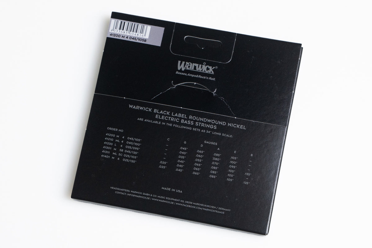 【new】Warwick / Black Label Bass String Set for 4st Nickel 045/105【GIB Yokohama】