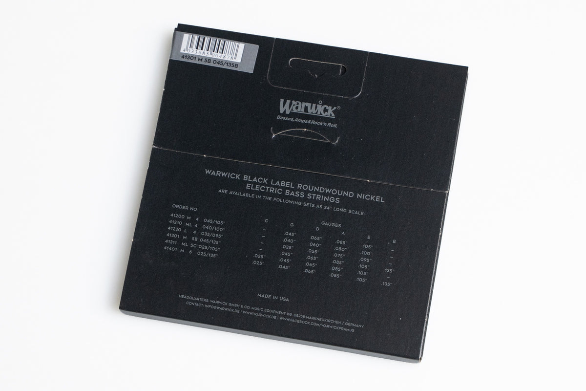 【new】Warwick / Black Label Bass String Set for 5st Nickel 045/135【GIB Yokohama】