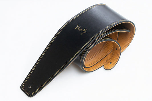 【new】Moody Straps / 4.0 Inch Black/Tobacco Leather Standard Tail 【GIB Yokohama】