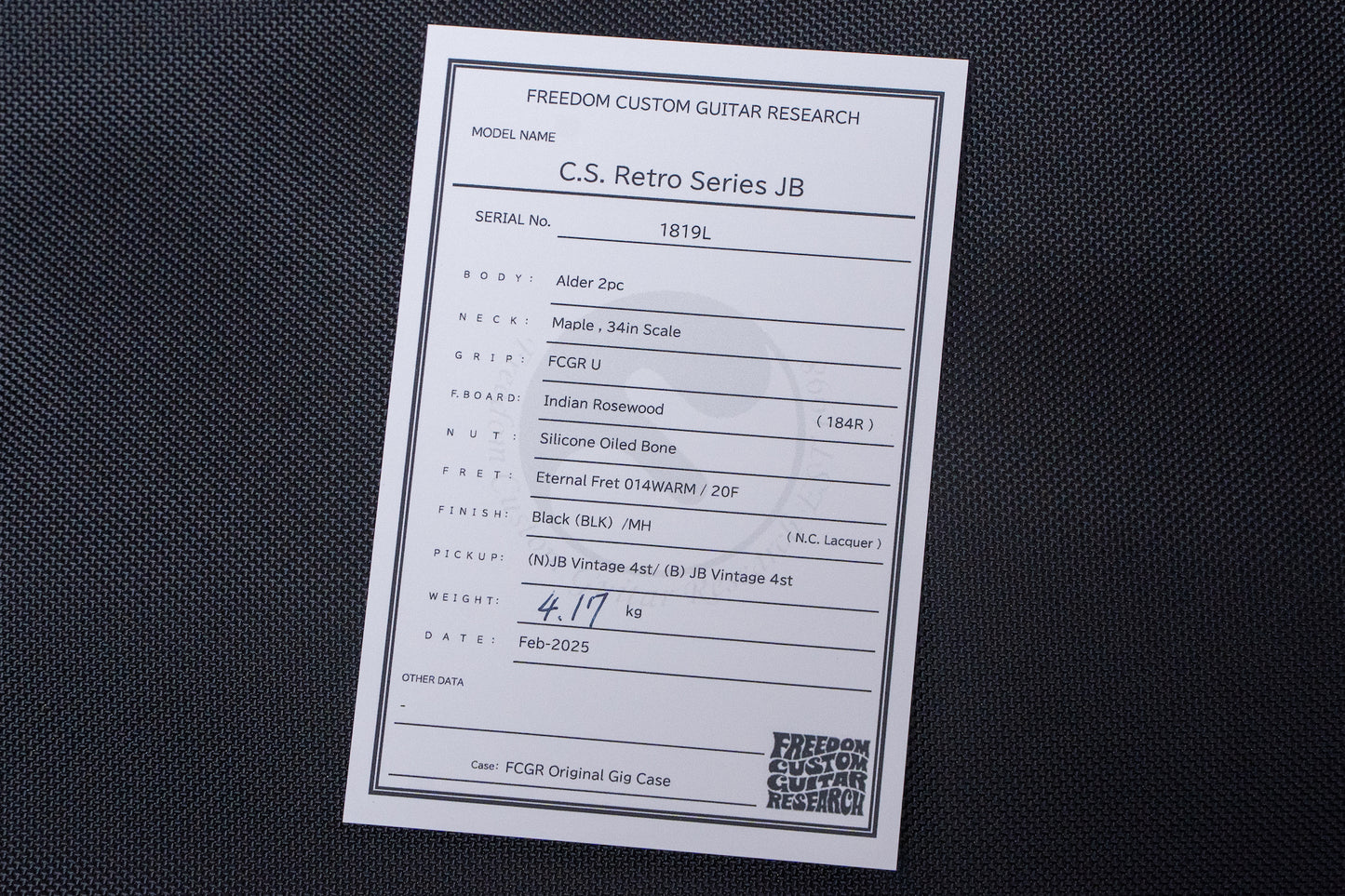 【new】Freedom Custom Guitar Research / C.S.R.S.JB BLK 4.195kg #1819L【GIB Yokohama】