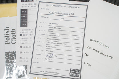 【new】Freedom Custom Guitar Research / O.S Retro Series PB / C.O PINK GIB Custom Colored 3.880kg #1758【GIB Yokohama】