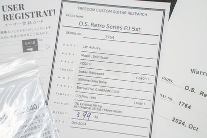 【new】Freedom Custom Guitar Research / O.S Retro Series PJ 5st / C.O Pink 3.990kg #1764【GIB Yokohama】