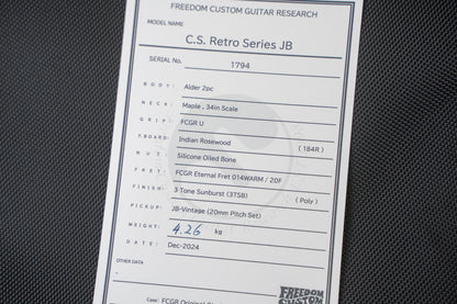 【new】Freedom Custom Guitar Research / C.S. RS JB/3TSB #1794 4.26kg 【GIB Yokohama】