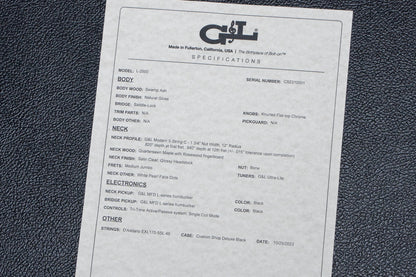 【outlet】G&L / Custom Shop L2500 NAT RW 4.460kg #CS231001【GIB Yokohama】