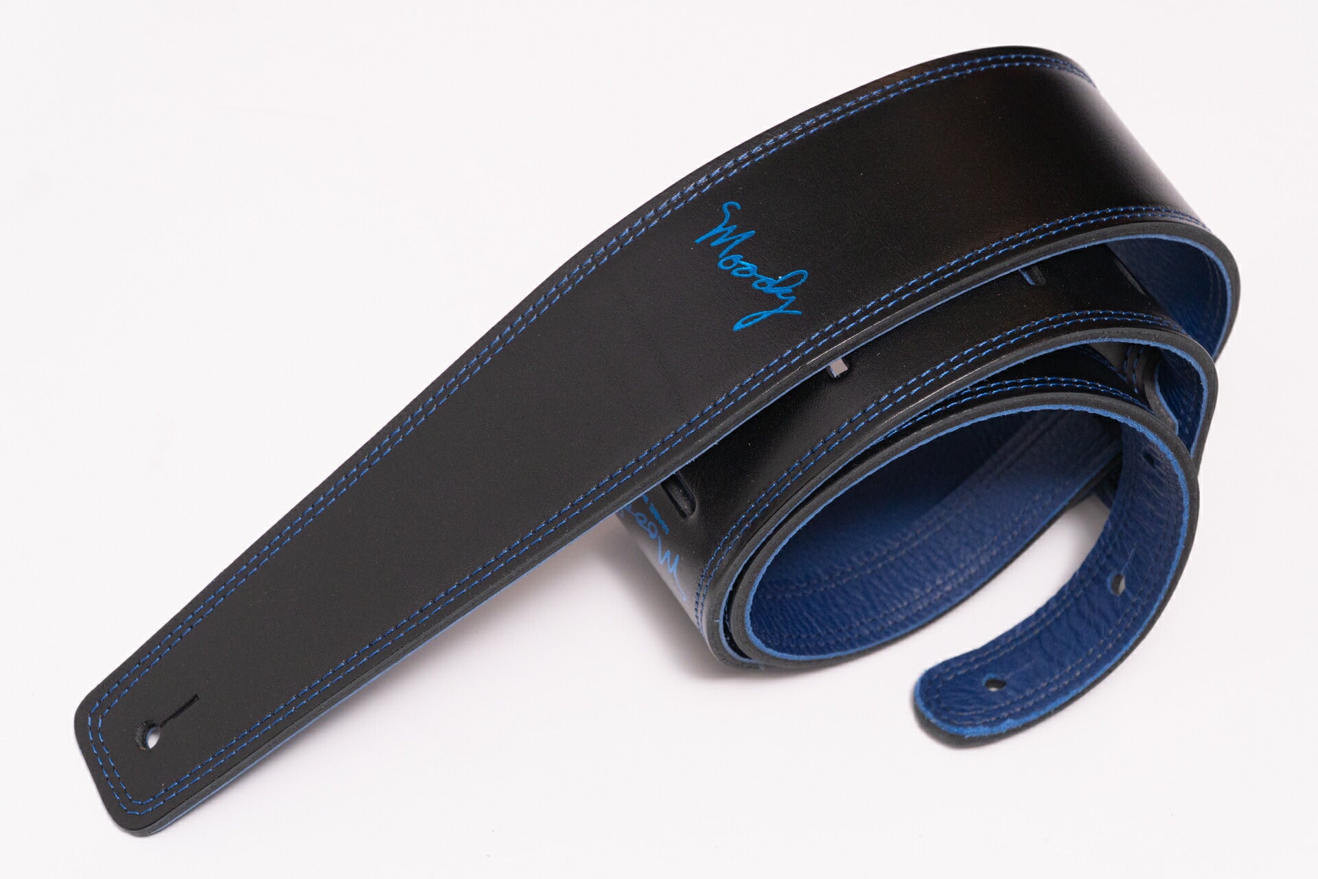 new】Moody Straps / 2.5 Inch Black/Blue Leather Standard