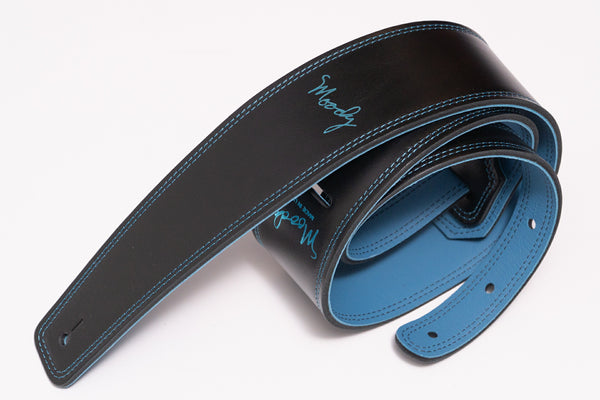 【new】Moody Straps / 2.5 Inch Black/Sky Blue Leather Standard Tail【GIB Yokohama】