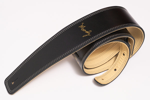 【new】Moody Straps / 2.5 Inch Black/Cream Leather Standard Tail【GIB Yokohama】