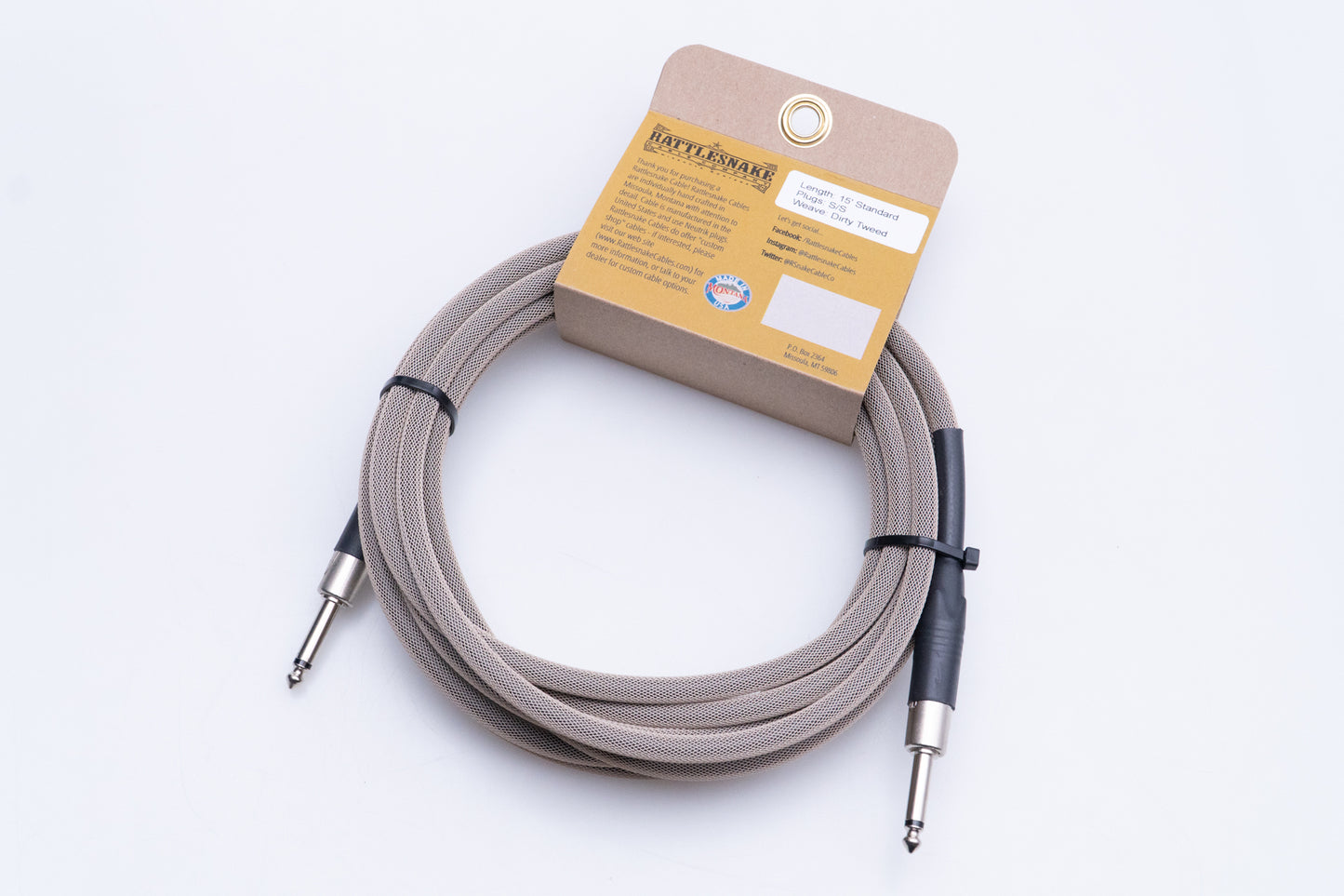 【new】Rattlesnake Cable / 15ft Standard in Dirty Tweed S/S 【GIB Yokohama】