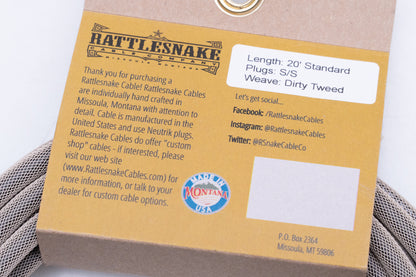 【new】Rattlesnake Cable / 20ft Standard in Dirty Tweed S/S 【GIB Yokohama】