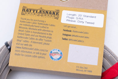 【new】Rattlesnake Cable / 20ft Standard in Dirty Tweed S/L 【GIB Yokohama】