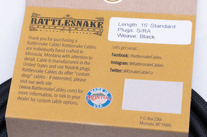 【new】Rattlesnake Cable / 15ft Standard in Black S/L 【GIB Yokohama】