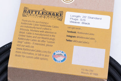 【new】Rattlesnake Cable / 20ft Standard in Black S/S 【GIB Yokohama】