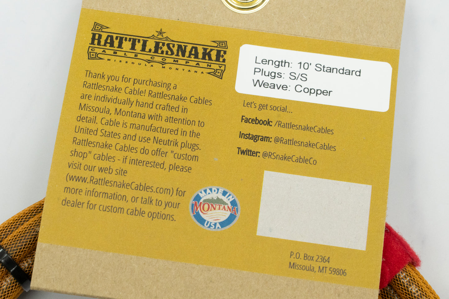 【new】Rattlesnake Cable / 10ft Standard in Copper S/S 【GIB Yokohama】