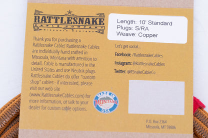 【new】Rattlesnake Cable / 10ft Standard in Copper S/L 【GIB Yokohama】
