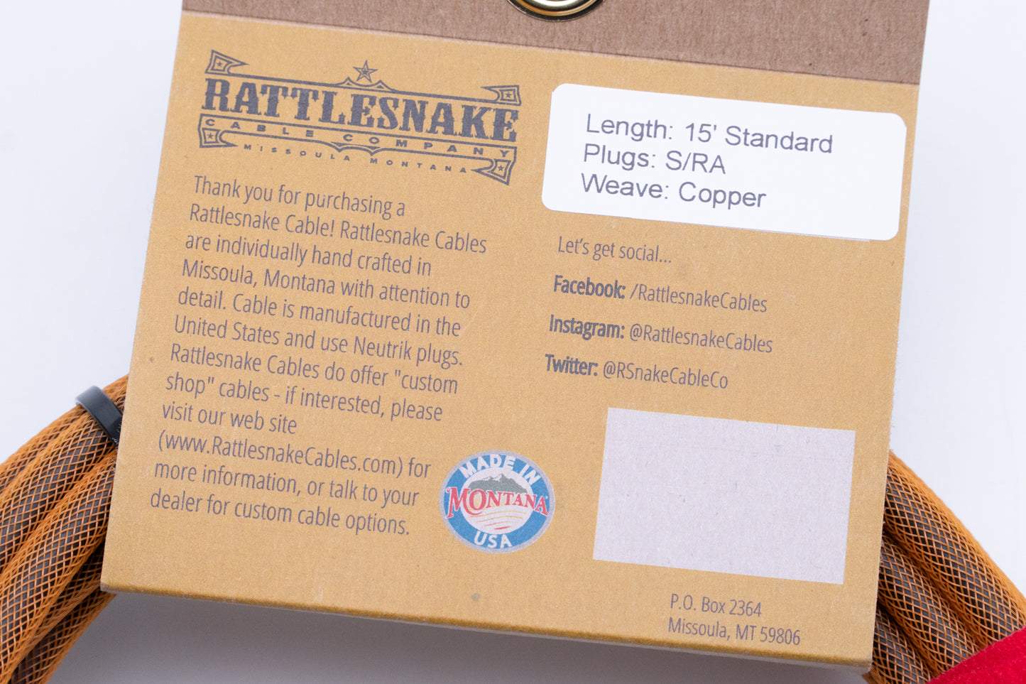 【new】Rattlesnake Cable / 15ft Standard in Copper S/L 【GIB Yokohama】