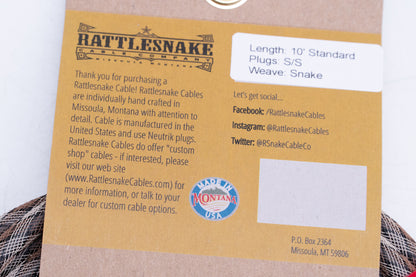 【new】Rattlesnake Cable / 10ft Standard in Snake Weave S/S 【GIB Yokohama】