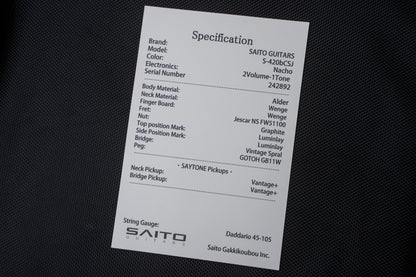 【new】SAITO Guitars / S-420BCSJ  ALD WENGE NACHO 3.960kg #242892【GIB Yokohama】