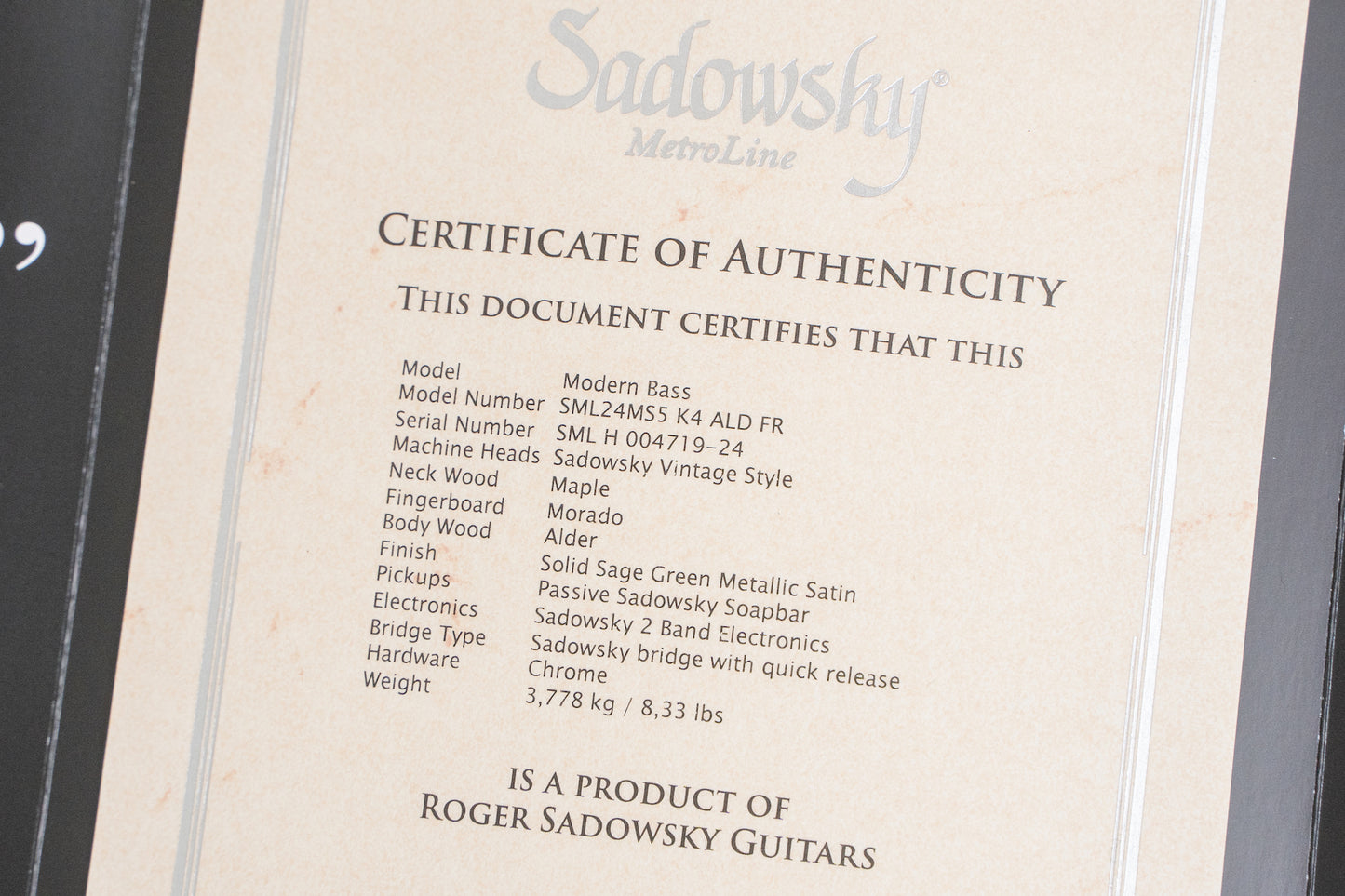 【new】Sadowsky / ML24 MS5 ALD SGM STN 3.82kg #H004719-24【GIB Yokohama】